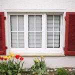 windows with red shutters